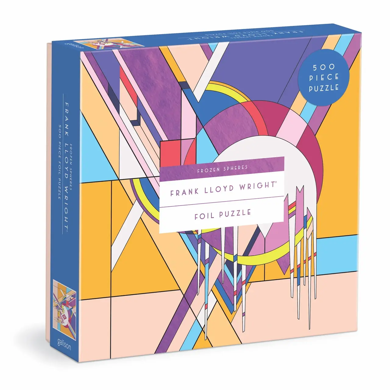 Galison Frank Lloyd Wright Frozen Spheres foil puzzle box with colorful geometric circles
