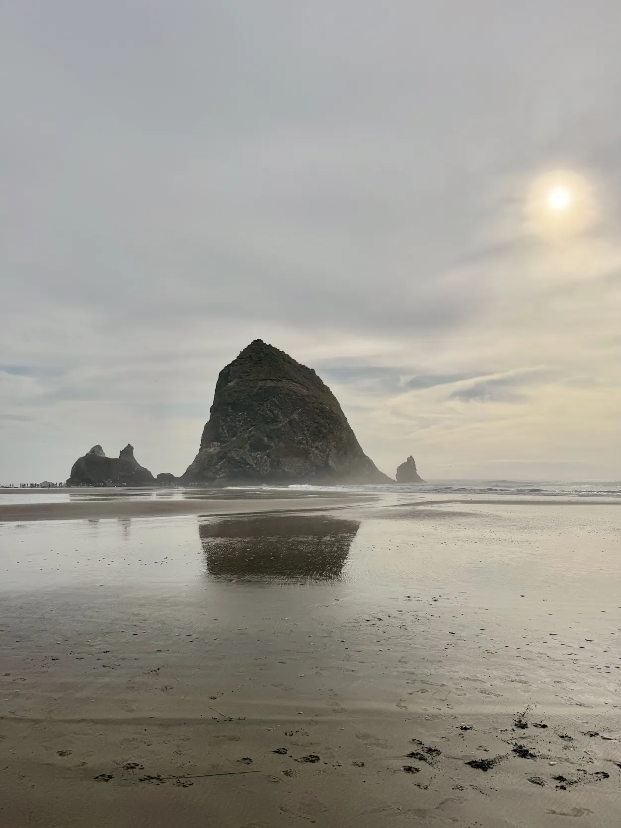 Fog over Haystack Rock at Cannon Beach, Oregon